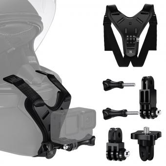 K&F Concept Action Kamera Motorrad Dirt Bike Helm Kinnriemenhalterung, Motorrad Helmhalterung Befestigungsvorrichtung für DJI Osmo 360 GoPro Hero 13/12/11 DJI Osmo Action 5Pro/4/3 Insta360 X5/X4/X3