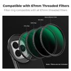 K&F Concept 6,7-tommers magnetisk linsefilteradapter kompatibel med iPhone og 67 mm gjengede filtre, kompatibel med 16/15/14/13/12 Pro Max, 16/15/14 Plus (filter ikke inkludert)