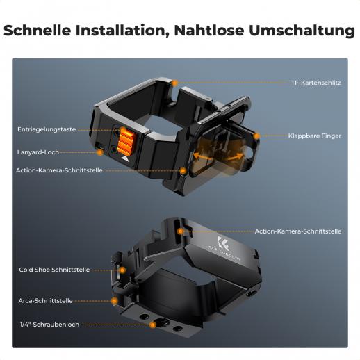 Supporto Estensione K&amp;F Concept Per DJI Osmo Pocket 3 - Slitta Fredda E Vite 1/4'' - Compatibile Con Accessori