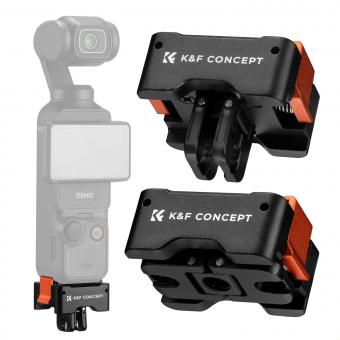 K&F Concept 2er Pack Quick Release Adapter Mount für DJI Osmo Pocket 3 Schnellverschluss Halterung mit 1/4 Schraubenloch/Faltfinger, Aluminiumlegierung Halterung, DJI Osmo Pocket 3 Zubehör