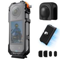 K&F Concept Camera Cage per Insta360 X5, custodia protettiva in lega di alluminio resistente con manopola di sgancio rapido, supporti per slitta a freddo integrati e 1/4 K&F Concept Camera Cage per Insta360 X5, custodia protettiva in lega di alluminio resistente con manopola di sgancio rapido, supporti per slitta a freddo integrati e 1/4