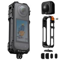 K&F Concept Camera Cage for Insta360 X5, Durable Aluminum Alloy Protective Case with Quick Release Knob, Built-in Cold Shoe Mounts and 1/4