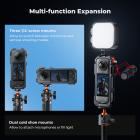 Klatka fotograficzna K&F Concept do kamery Insta360 X5, trwała obudowa ochronna ze stopu aluminium z pokrętłem szybkiego zwalniania, wbudowane uchwyty na zimną stopkę i gwinty 1/4", silikonowa osłona obiektywu, rama kamery sportowej