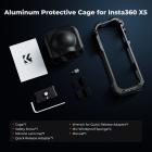 Klatka fotograficzna K&F Concept do kamery Insta360 X5, trwała obudowa ochronna ze stopu aluminium z pokrętłem szybkiego zwalniania, wbudowane uchwyty na zimną stopkę i gwinty 1/4", silikonowa osłona obiektywu, rama kamery sportowej