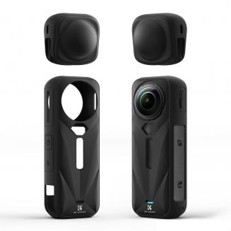 K&F Concept Black Silicone Sleeve Case für Insta360 X5, Weiche Schutzhülle mit Objektivabdeckung, Rundumschutz für Action-Kamera Zubehör