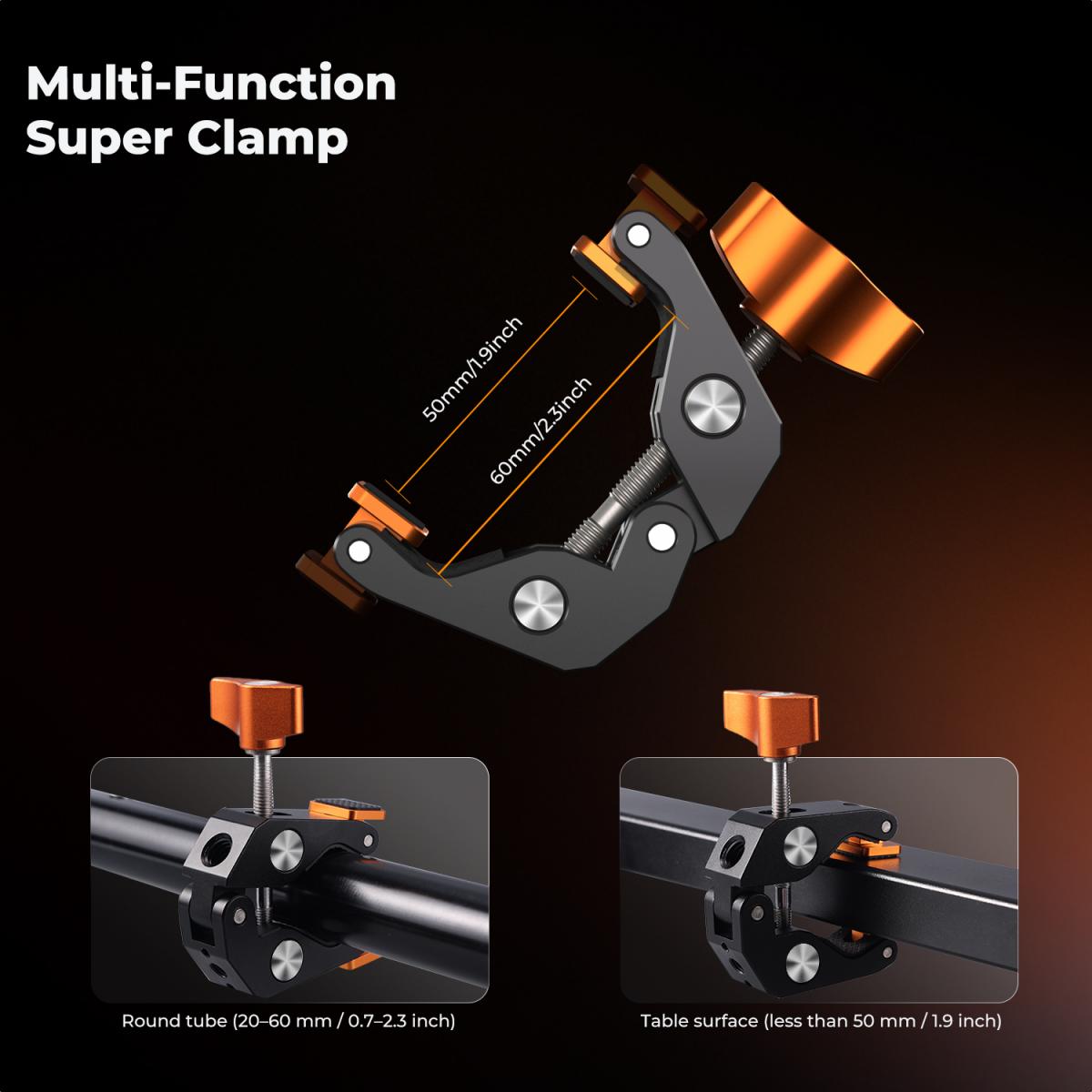 K&F CONCEPT Magic Arm Kit 22" con Morsetto, Braccio Magico per Telefono, Action Cam, Luce LED, Microfono