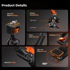 K&F CONCEPT Magic Arm Kit 22" con Morsetto, Braccio Magico per Telefono, Action Cam, Luce LED, Microfono