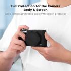 Funda protectora de silicona para Canon G7X III con protector de pantalla, antiarañazos, resistente a golpes, suave, color negro