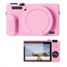 Funda protectora de silicona para Canon G7X III con protector de pantalla, antiarañazos, resistente a golpes, suave, color rosa