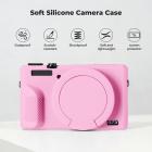Funda protectora de silicona para Canon G7X III con protector de pantalla, antiarañazos, resistente a golpes, suave, color rosa