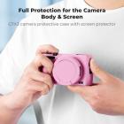 Funda protectora de silicona para Canon G7X III con protector de pantalla, antiarañazos, resistente a golpes, suave, color rosa