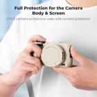 Funda protectora de silicona para Canon G7X III con protector de pantalla, antiarañazos, resistente a golpes, suave, color beige