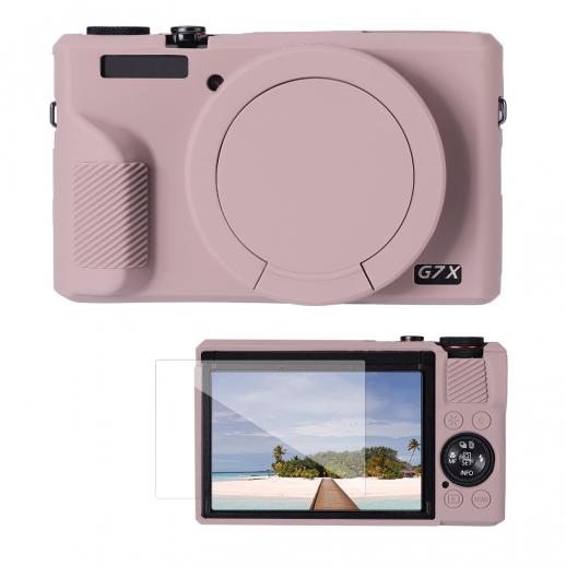 Funda protectora de silicona para Canon G7X III con protector de pantalla, antiarañazos, resistente a golpes, color morado