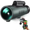 12X50 BAK4 IP68 Waterproof Prism  Monocular and Smartphone Adapter Kit Low Light Night Vision for Bird Watching, Camping,Travelling and Concerts