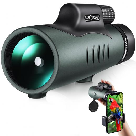 12X50 HD Étanche 12x Grossissement Télescope Monoculaire Prisme BAK4 avec Interface Trépied et Adaptateur pour Téléphone Portable