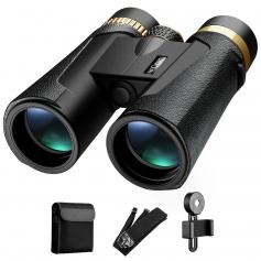 K&F Concept HY1242 10x42 HD Binocolocon oculare da 20 mm e visione chiara BAK4 per birdwatching, caccia e sport