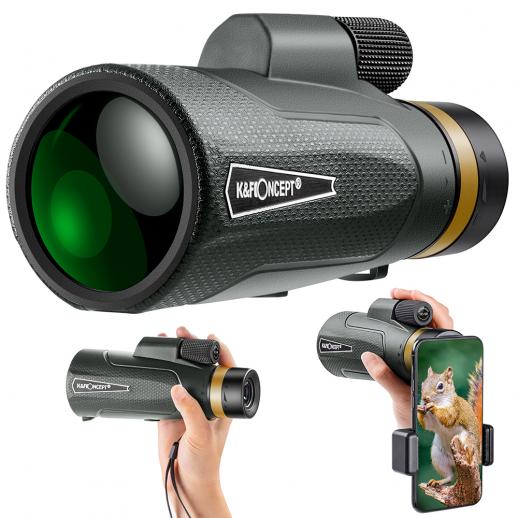 Monocular Catalejo, 12X50 Monocular HD de Largo Alcance, Resistente al Agua  Telescopio con Trípode y Soporte para Teléfono Móvil para Observación de