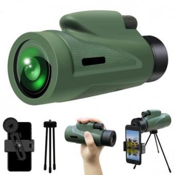 Monoculare 12x50 HD con supporto per telefono Monoculare per visione notturna a bassa visibilità Prisma bBAK4 impermeabile per caccia e birdwatching Escursionismo