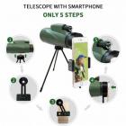 Monoculare 12x50 HD con supporto per telefono Monoculare per visione notturna a bassa visibilità Prisma bBAK4 impermeabile per caccia e birdwatching Escursionismo