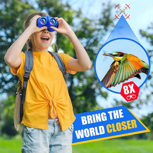 Gifts for 3-12 Years Boys Girls 8x21 High-Resolution Optics Shockproof Folding Mini Binoculars Toys for Bird Watching Nature Explore Travel Camping Outdoor Play Binoculars for Kids Black 