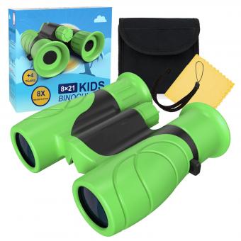 K&F Concept 8x21 Kids Binoculars, High Resolution, Shock Resistant Compact Kids Binoculars for Bird Watching, Hiking, Camping, Travel, Learning, Spy Games and Exploring Green