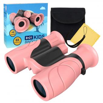 K&F Concept 8x21 Kids Binoculars, High Resolution, Shock Resistant Compact Kids Binoculars for Bird Watching, Hiking, Camping, Travel, Learning, Spy Games and Exploring Pink