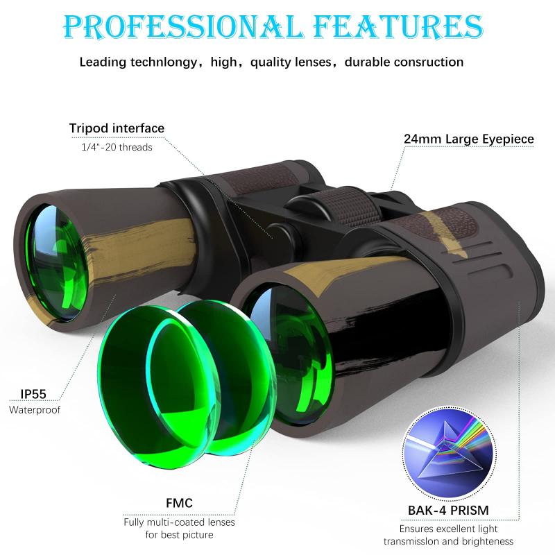 Digital magnification: Some binoculars offer digital zoom capabilities.