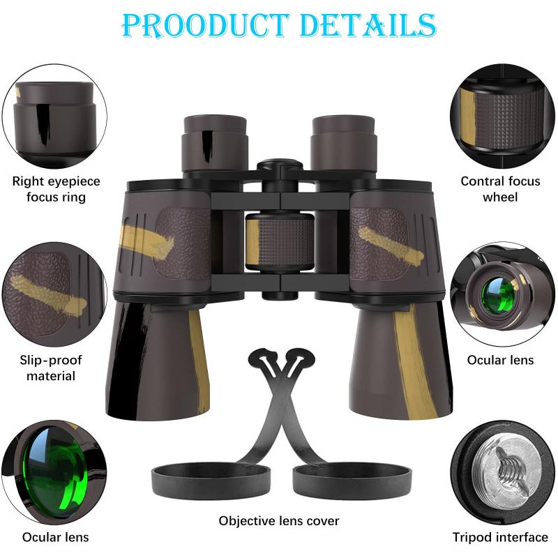 Zoom binoculars: Can provide variable magnification, ranging from low to high.