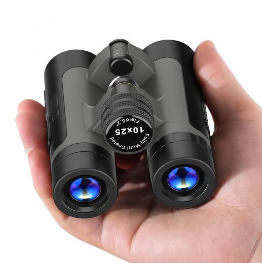 Binoculares compactos portátiles 10X25, prisma BAK4, visión nocturna con  poca luz para adultos y niños, pequeños binoculares plegables de bolsillo -  K&F Concept