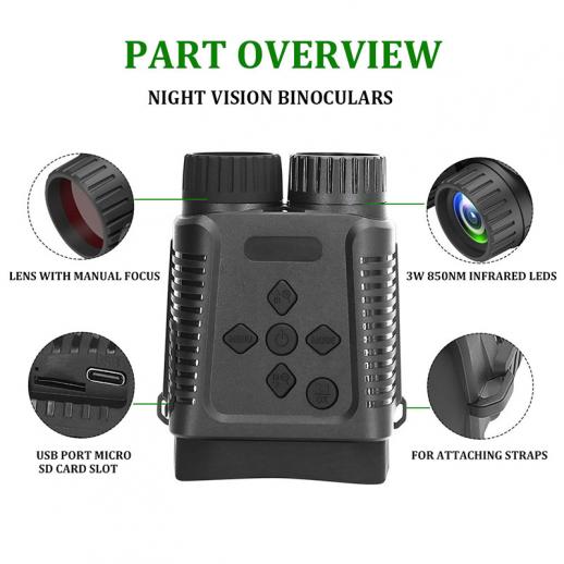 Binoculares de visión nocturna con pantalla de visualización grande de 4  pulgadas, imagen y video de 1080P, gafas de visión nocturna infrarroja