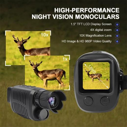 R7 Digitales Nachtsicht-Monokular, 5-facher Digitalzoom, 7 Stufen  einstellbare Infrarot-Helligkeit für die Jagd, Überwachung von Wildtieren,  Erkundung der Wildnis in 100 % Dunkelheit - KENTFAITH