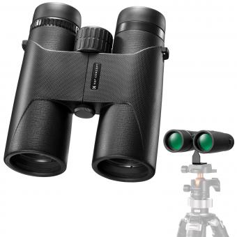 10 * 42 Binoculars, BAK4 Prism, IP66 Waterproof Portable Binoculars with FMC Lens, with Tripod Adapter, Professional Powerful Binoculars for Bird Watching, Black