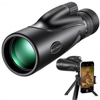 Télescope monoculaire à zoom haute définition continu 8-32x50, noir, avec clip pour téléphone portable