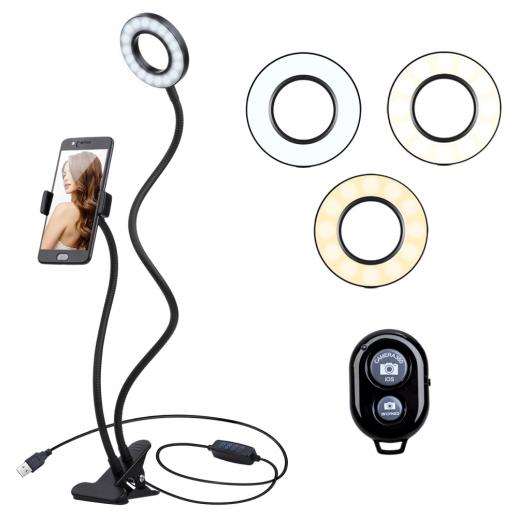 K&F Concept 10 '' Selfie Ring Light com suporte para suporte de telefone para câmera Vlog Vídeo Smartphone YouTube Auto-retrato maquiagem Tiro ao vivo