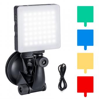 K&F Concept Touch Sensor-Licht Leuchten Kamera-Videoleuchte Dimmfähige Beleuchtung + 4 FLeuchten Filter Videoleuchte für Makeup Vlogging Licht mit Saugnapf-Computerhalterung