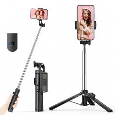 Selfie Stick Tripod med Bluetooth fjärrkontroll, 3 i 1 trådlös 360° Rotation Selfie Stick, 19-80CM Selfie Stick Monopod kompital för iPhone/Android (0.8M)