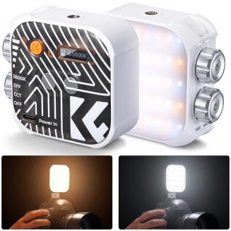 Doppia temperatura di colore Fotografia portatile Luce di riempimento Vedio Regolazione della temperatura di colore 2500K-9900K Batteria incorporata da 2000 mAh 15 effetti di luce Regola la luce Migliora le condizioni di illuminazione (Bianco)