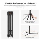 Support d'éclairage pliable en aluminium K&F CONCEPT de 2,0 m avec vis 1/4" et sac - pour anneaux lumineux, boîtes à lumière, etc.