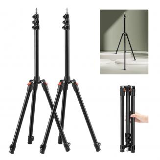 K&F CONCEPT Lot de 2 supports d'éclairage pliables en aluminium de 2 m avec vis 6,35 mm et sac – pour éclairage vidéo et studio
