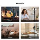 K&F CONCEPT 37–90 cm C-klemme skrivebordsstativ med kulehode, lysstativadapter og telefonholder, kompatibel med kameraer, LED-lys, smarttelefoner, ideell for videoopptak, direktestrømming