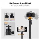 K&F CONCEPT 37–90 cm C-klemme skrivebordsstativ med kulehode, lysstativadapter og telefonholder, kompatibel med kameraer, LED-lys, smarttelefoner, ideell for videoopptak, direktestrømming