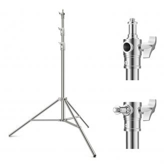 K&F CONCEPT 2.8m/110.2" photography light stand Spring Buffer Heavy Duty Stainless Steel Stand with 1/4" and 3/8" Screws for Video Lights, Ring Lights, Softboxes, etc.