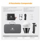 K&F Concept PL-60B 60W COB luce fotografica con batteria integrata da 4500 mAh, supporta la ricarica rapida Type-C PD, 12 effetti luce, luce video per riprese in movimento con maniglia e borsa portaoggetti