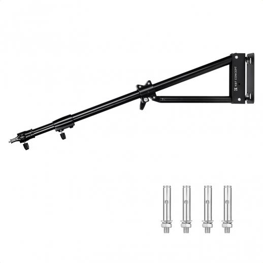 K&F Concept 1.8M Wandmontage Dreieckiger Boom Arm, Alu Auslegerarm 180° Rotation Wall Mount Galgen für Fotografie Streaming Video Aufnahme,mit 3/8" 1/4" Gewinde Universal Adapter,3-10KG Tragend