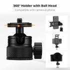 K&F Concept Stativo pieghevole in alluminio da 2,6 m – Testa a sfera, supporto per telefono/tablet, borsa