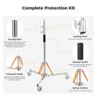 K&F CONCEPT Soporte de iluminación resistente de acero inoxidable de 3,05 m (10 pies): soporte en C con ruedas universales, bolsa de arena y patas ajustables para softboxes, flashes e iluminación fotográfica.