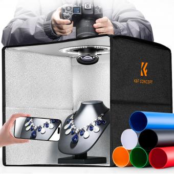 Boîte à lumière professionnelle pour studio photo K&F CONCEPT 16"/40 cm : kit de tente photographique pliable et portable avec 6 fonds de couleur pour les prises de vue de produits de petite et moyenne taille.