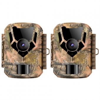 2PCS Wildlife Trail Camera with Night Vision 0.4S Trigger Motion Activated 24MP 1080P IP65 Waterproof Hunting Camera for Outdoor & Home security