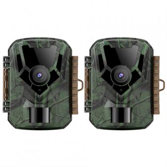 2PCS Wildlife Trail Camera with Night Vision 0.4S Trigger Motion Activated 16MP 1080P IP65 Waterproof Hunting Camera for Outdoor & Home security