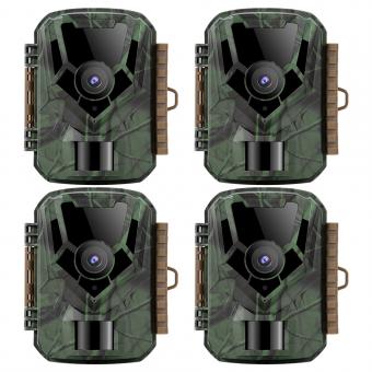 4PCS Wildlife Trail Camera with Night Vision 0.4S Trigger Motion Activated 16MP 1080P IP65 Waterproof Hunting Camera for Outdoor & Home security